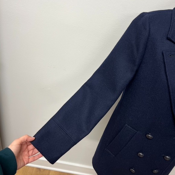 J Crew Italian Wool Peacoat Womens 2 Navy Blue Classic Short Career Office New - Picture 4 of 15